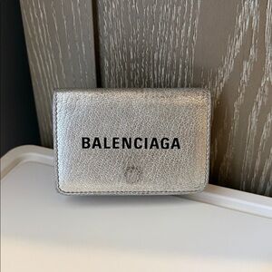 Balenciaga Silver Metallic Mini Wallet